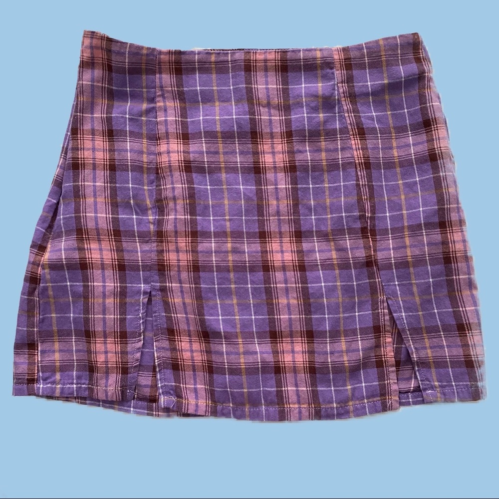purple plaid skirt
